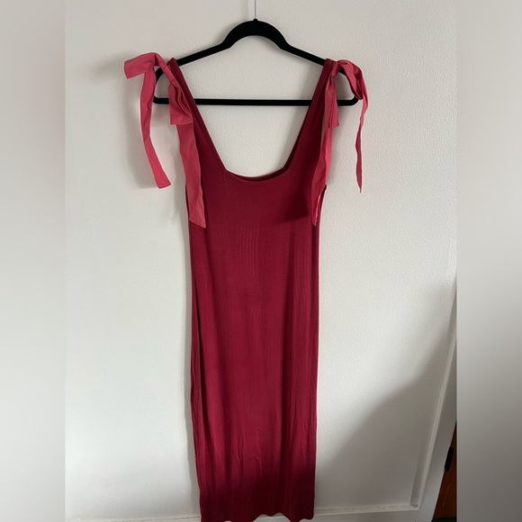 Summersalt Poplin Ribbed Tie Shoulder Bow Sleeveless Maxi Dress, size L - Picture 4 of 4